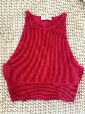 Aritzia Babaton Bright Pink Ribbed Crop Tank